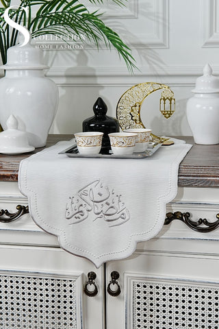 Ramadan Kareem Design Mini Runner - Waterproof Fabric - Silver Embroidered
