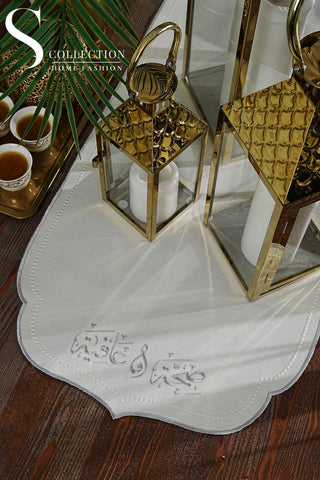 Afia Design Runner - Waterproof Fabric - Silver Embroidered