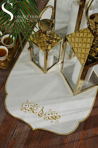 Afia Design Runner - Waterproof Fabric - Gold Embroidered