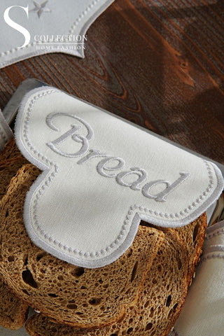 Cloud Veil Design Bread Basket Napkin - Waterproof Fabric - Silver Embroidered
