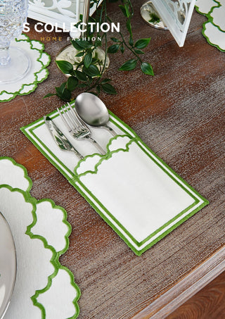 Olivia Green Design Placemat Set - Waterproof Fabric - 6 Persons - 24 Pcs. Full Set