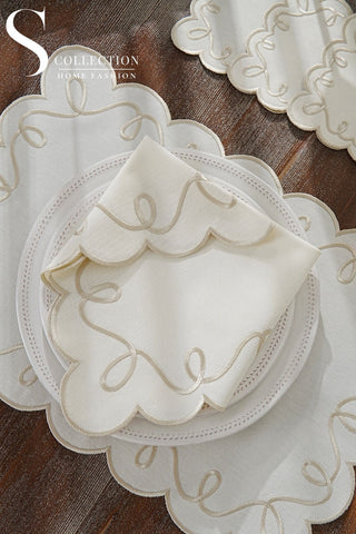 Giovanni Stone Design Placemat Set - Waterproof Fabric - 6 Persons - 24 Pcs. Full Set