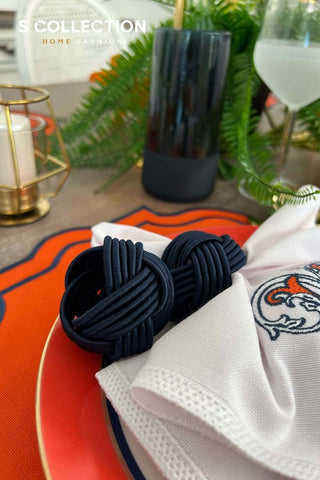 Alpabet H Design Embroidered Placemat Set - Orange Colour Waterproof Fabric - 6 Persons - 18 Pcs.