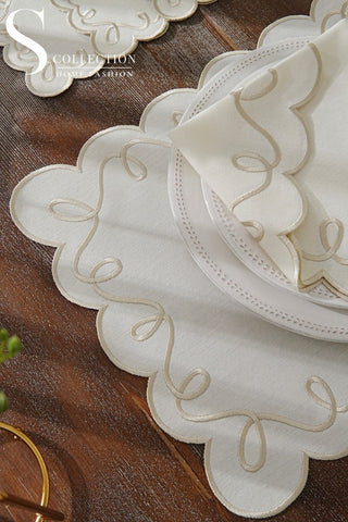 Giovanni Stone Design Placemat Set - Waterproof Fabric - 6 Persons - 24 Pcs. Full Set