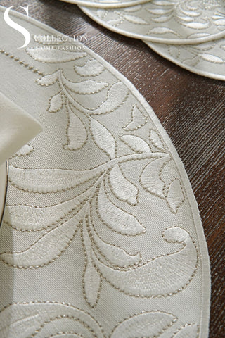 Magnolia Magic Design Placemat Set - Waterproof Fabric - 6 Persons - 24 Pcs. Full Set