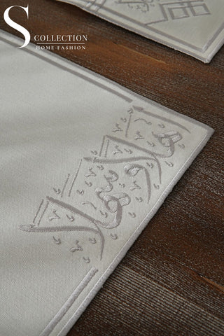 Welcome Elegance Design Silver Placemat Set - Waterproof Fabric - 6 Persons - 24 Pcs. Full Set