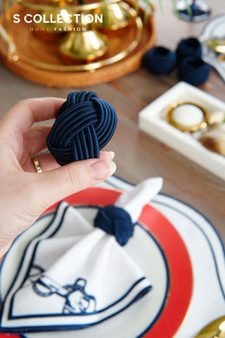 Mariner Design Embroidered Placemat Set - Navy Colour Waterproof Fabric - 6 Persons - 18 Pcs.