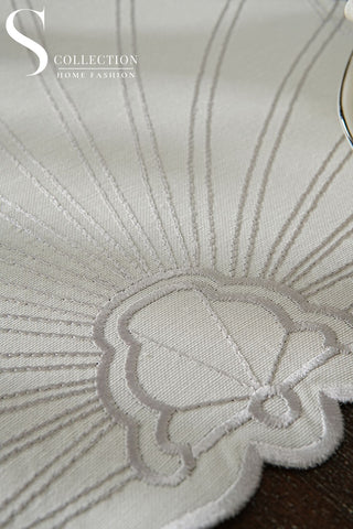 Marine Silver Design Placemat Set - Waterproof Fabric - 6 Persons - 24 Pcs. Full Set