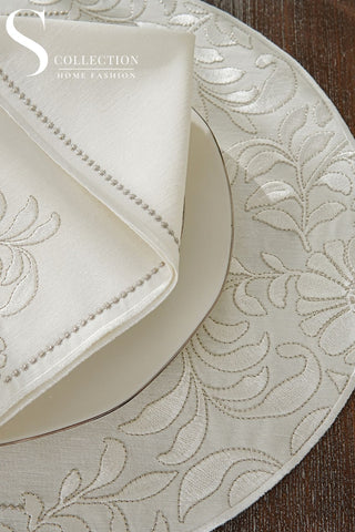 Magnolia Magic Design Placemat Set - Waterproof Fabric - 6 Persons - 24 Pcs. Full Set